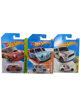 3 Hot Wheels Morris Mini DieCast Cars HW Art Track Stars HW Workshop New #D-33